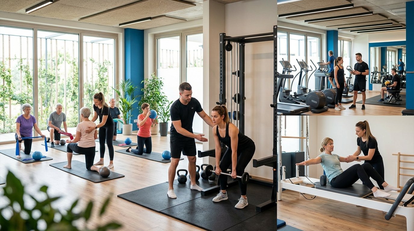 Palestra 1 Palestra a Sandrigo per Allenamento Personalizzato La palestra di Cielo Blu Fitness a Sandrigo offre un approccio unico all’allenamento personalizzato, combinando professionalità, attenzione individuale e ambienti moderni. Ogni percorso è costruito sulle esigenze specifiche di chi desidera migliorare forza, tonificazione, mobilità e benessere complessivo. I programmi prevedono attività su misura come il Pilates in piccoli gruppi, personal Pilates e allenamenti con personal trainer qualificati, garantendo risultati efficaci e duraturi. La sala fitness attrezzata permette di integrare esercizi con macchinari e cardio fitness, completando il percorso di miglioramento fisico. Grazie a schede personalizzate e assistenza costante, ogni utente riceve un supporto preciso e mirato. La combinazione di lezioni di gruppo e allenamento individuale consente di conciliare motivazione, sicurezza e attenzione al dettaglio. Questa palestra a Sandrigo rappresenta la soluzione ideale per chi cerca un ambiente stimolante e professionale per raggiungere obiettivi concreti di benessere e forma fisica. Listino abbonamenti a Sandrigo da CieloBlu