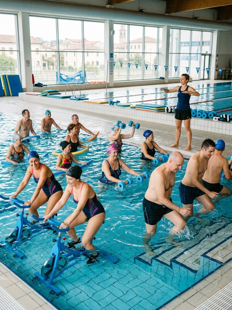 Circuit Acquafitness: il corso completo del CieloBlu Il Circuit Acquafitness a Sandrigo, proposto dal Centro Fitness CieloBlu, è un corso completo che unisce cardio e tonificazione. Le lezioni si svolgono in piscina e sono strutturate a circuito con diverse stazioni. Questo metodo permette di lavorare su tutti i gruppi muscolari in modo equilibrato. L’acqua aumenta la resistenza e rende l’allenamento più intenso ma sicuro. Tra i benefici principali troviamo il miglioramento della forma fisica, la riduzione della ritenzione idrica e l’aumento della resistenza cardiovascolare. Il corso è adatto a tutti, grazie alla possibilità di modulare l’intensità. Le lezioni sono sempre diverse e stimolanti. Allenarsi al Centro Fitness CieloBlu significa scegliere qualità, sicurezza e risultati concreti. Un allenamento perfetto per chi cerca efficacia e divertimento.