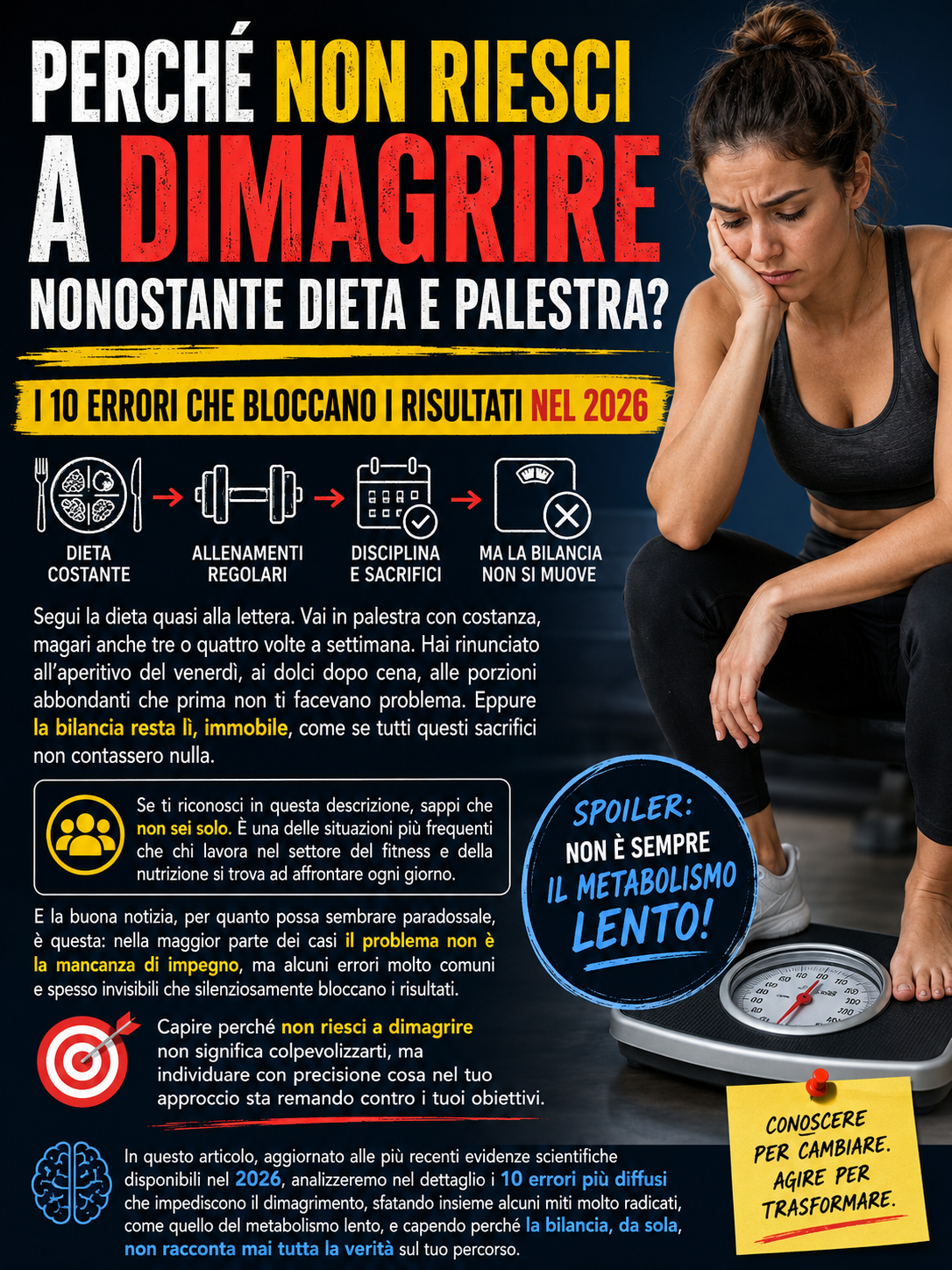 Donna che si allena con i pesi per contrastare il metabolismo lento e aumentare la massa muscolare