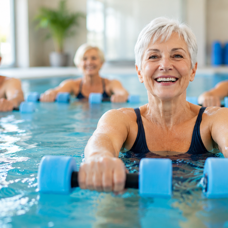 Lezione di acquagym over 65 in piscina a Sandrigo