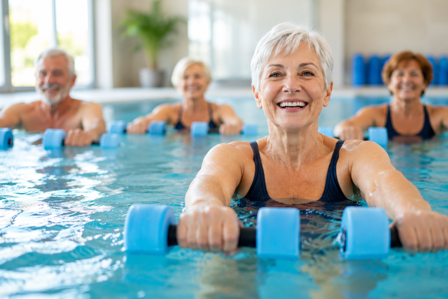 Lezione di acquagym over 65 in piscina a Sandrigo