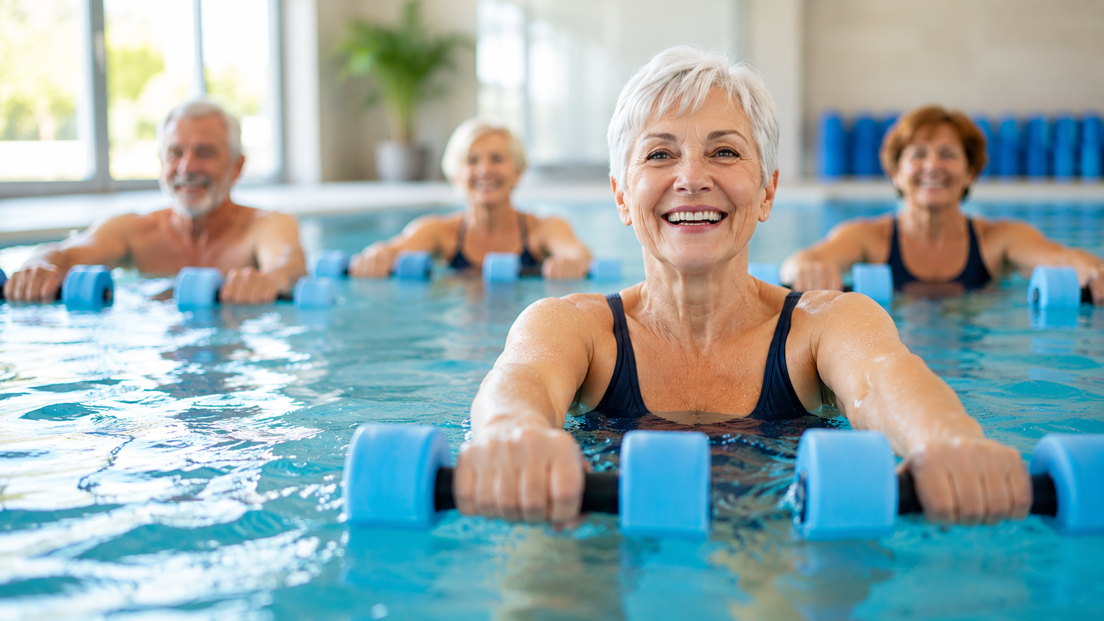 Lezione di acquagym over 65 in piscina a Sandrigo